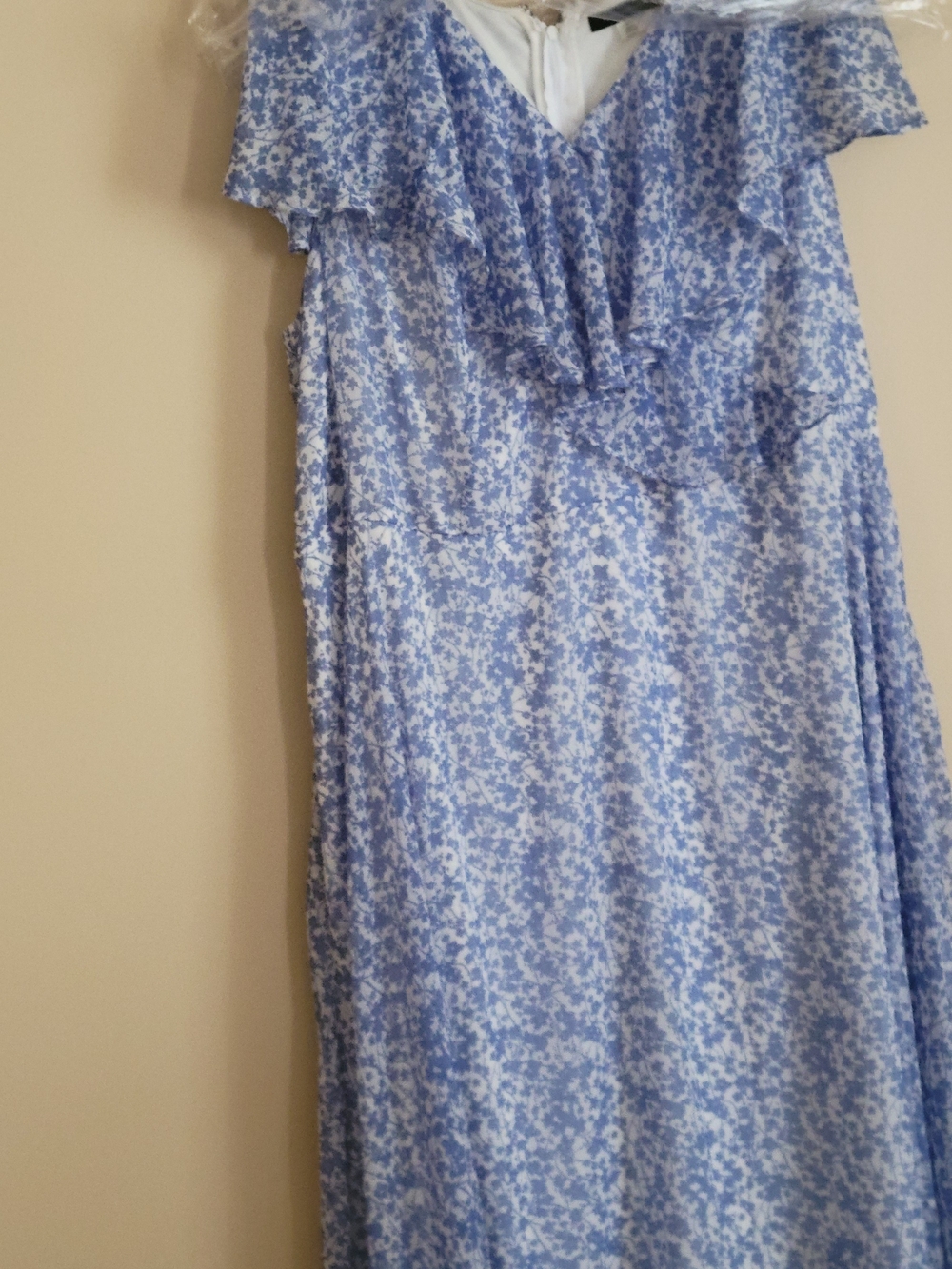 Tommy Hilfiger Light Blue Floral Ruffle Maxi Dress